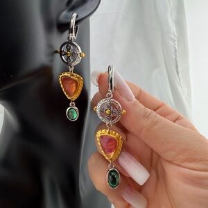 Boho Gemstone Dangle Earrings | Unique Handmade Style